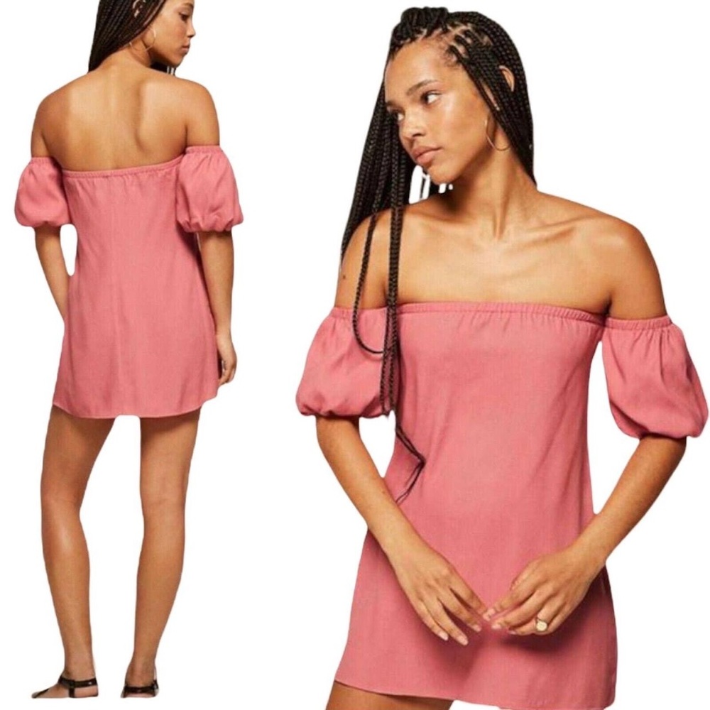Reformation Pink off the Shoulder Dress